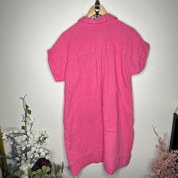 J. CREW V-Neck Shirt-Dress in Soft Gauze Bubblegum Pink Sz XL Tall $138 {MM52} - Picture 3 of 6